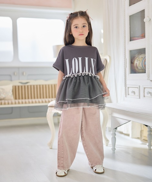 Piet(ピエット)の「チュールドッキング ロゴTシャツ(Tシャツ/カットソー・キッズ・オフホワイト/ピンク/チャコールグレー・100/120/110/130)」の9枚目の写真