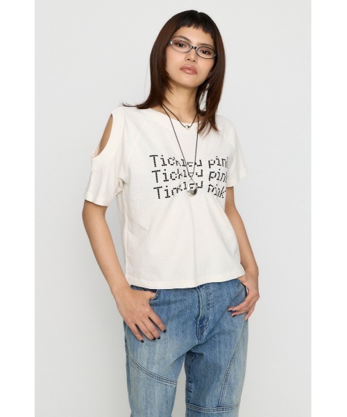 LAGUA GEM(ラグアジェム)の「ASYMMETRY PRINT Tシャツ(Tシャツ/カットソー・レディース・ホワイト/ネイビー/グレー・FREE)」の6枚目の写真