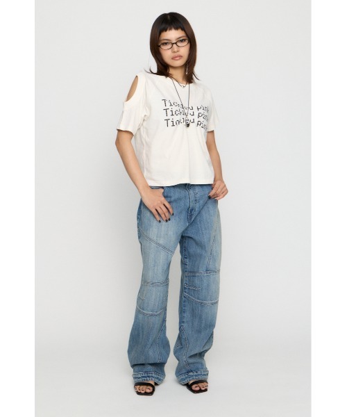 LAGUA GEM(ラグアジェム)の「ASYMMETRY PRINT Tシャツ(Tシャツ/カットソー・レディース・ホワイト/ネイビー/グレー・FREE)」の7枚目の写真