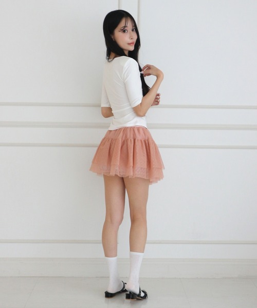 ALLuRing ChaRm(アリュリングチャーム)の「V-neck Lace Gathered T-shirt / VネックレースギャザーTシャツ(Tシャツ/カットソー・レディース・ホワイト・FREE)」の11枚目の写真