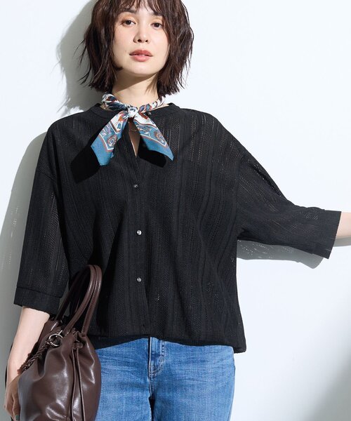 INDIVI（インディヴィ）の「【さらっと素材／洗える】キカレースブラウス（シャツ/ブラウス・レディース・ホワイト/ブラック/チャコールグレー/ブラック系5/ホワイト系6・19/15 /13/05/34/38）」の3枚目の写真