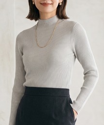 ウール混 ハイネック エアリー リブニット プルオーバー/長袖 秋冬