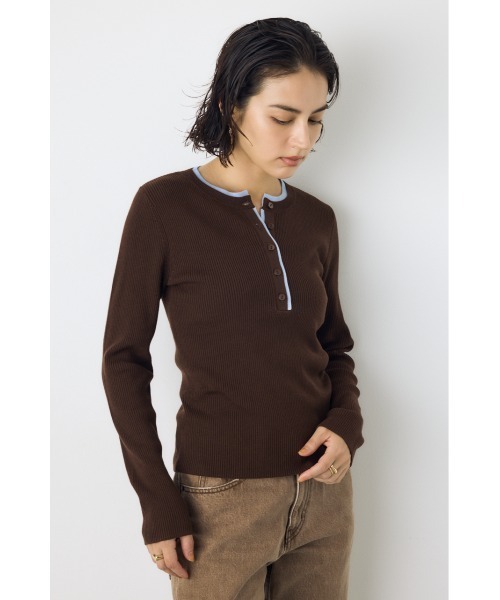 AZUL by moussy(アズールバイマウジー)の「【洗濯OK♪】大人気定番!格上げヘンリーネックデザインニットトップス 長袖 秋服 冬服 ウォッシャブルニット(ニット/セーター・レディース・杢グレー/ブラウン/ブラック/アイボリー・FREE)」の19枚目の写真