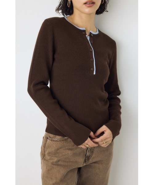 AZUL by moussy(アズールバイマウジー)の「【洗濯OK♪】大人気定番!格上げヘンリーネックデザインニットトップス 長袖 秋服 冬服 ウォッシャブルニット(ニット/セーター・レディース・杢グレー/ブラウン/ブラック/アイボリー・FREE)」の20枚目の写真