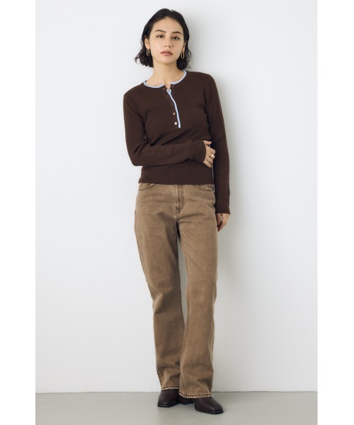 AZUL by moussy(アズールバイマウジー)の「【洗濯OK♪】大人気定番!格上げヘンリーネックデザインニットトップス 長袖 秋服 冬服 ウォッシャブルニット(ニット/セーター・レディース・杢グレー/ブラウン/ブラック/アイボリー・FREE)」の12枚目の写真