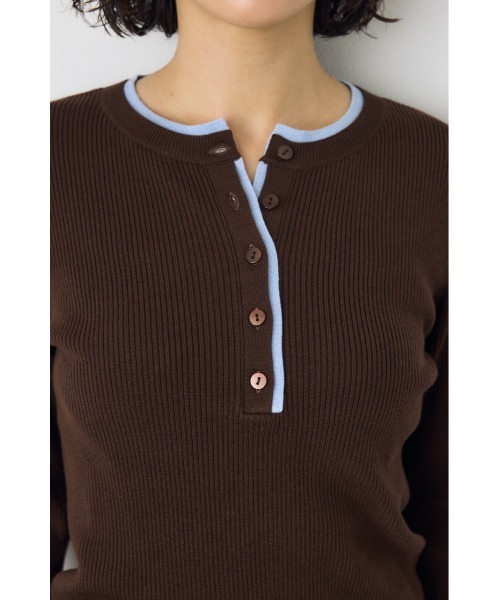 AZUL by moussy(アズールバイマウジー)の「【洗濯OK♪】大人気定番!格上げヘンリーネックデザインニットトップス 長袖 秋服 冬服 ウォッシャブルニット(ニット/セーター・レディース・杢グレー/ブラウン/ブラック/アイボリー・FREE)」の13枚目の写真