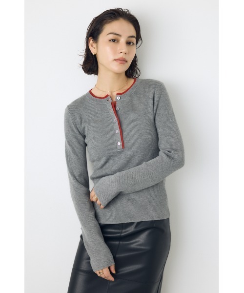 AZUL by moussy(アズールバイマウジー)の「【洗濯OK♪】大人気定番!格上げヘンリーネックデザインニットトップス 長袖 秋服 冬服 ウォッシャブルニット(ニット/セーター・レディース・杢グレー/ブラウン/ブラック/アイボリー・FREE)」の16枚目の写真