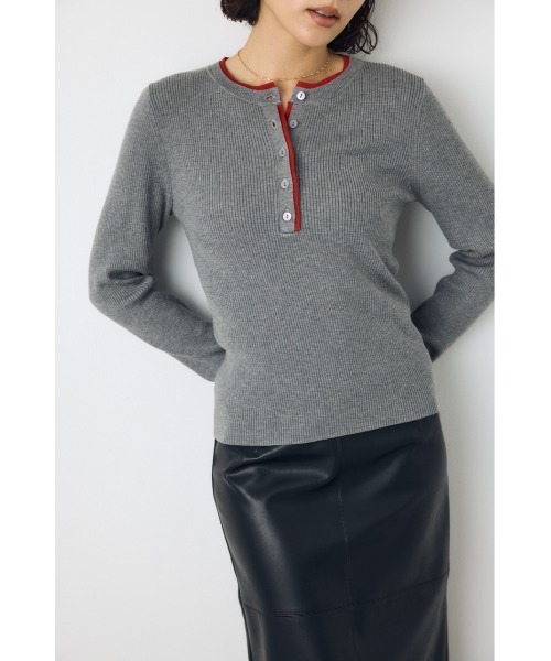 AZUL by moussy(アズールバイマウジー)の「【洗濯OK♪】大人気定番!格上げヘンリーネックデザインニットトップス 長袖 秋服 冬服 ウォッシャブルニット(ニット/セーター・レディース・杢グレー/ブラウン/ブラック/アイボリー・FREE)」の17枚目の写真