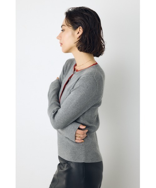 AZUL by moussy(アズールバイマウジー)の「【洗濯OK♪】大人気定番!格上げヘンリーネックデザインニットトップス 長袖 秋服 冬服 ウォッシャブルニット(ニット/セーター・レディース・杢グレー/ブラウン/ブラック/アイボリー・FREE)」の6枚目の写真