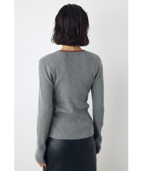 AZUL by moussy(アズールバイマウジー)の「【洗濯OK♪】大人気定番!格上げヘンリーネックデザインニットトップス 長袖 秋服 冬服 ウォッシャブルニット(ニット/セーター・レディース・杢グレー/ブラウン/ブラック/アイボリー・FREE)」の7枚目の写真