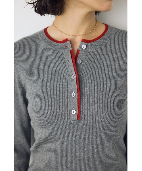 AZUL by moussy(アズールバイマウジー)の「【洗濯OK♪】大人気定番!格上げヘンリーネックデザインニットトップス 長袖 秋服 冬服 ウォッシャブルニット(ニット/セーター・レディース・杢グレー/ブラウン/ブラック/アイボリー・FREE)」の10枚目の写真