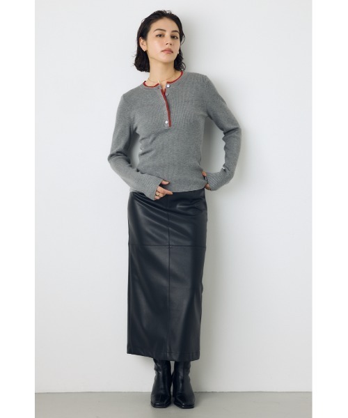 AZUL by moussy(アズールバイマウジー)の「【洗濯OK♪】大人気定番!格上げヘンリーネックデザインニットトップス 長袖 秋服 冬服 ウォッシャブルニット(ニット/セーター・レディース・杢グレー/ブラウン/ブラック/アイボリー・FREE)」の9枚目の写真