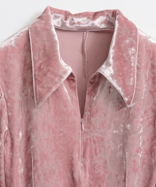 MAISON SPECIAL（メゾンスペシャル）の「Velour Polo Shirt/ベロアポロシャツ（ポロシャツ・レディース・ピンク/ブラウン/グリーン・FREE）」の22枚目の写真