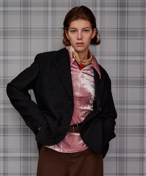MAISON SPECIAL（メゾンスペシャル）の「Velour Polo Shirt/ベロアポロシャツ（ポロシャツ・レディース・ピンク/ブラウン/グリーン・FREE）」の15枚目の写真