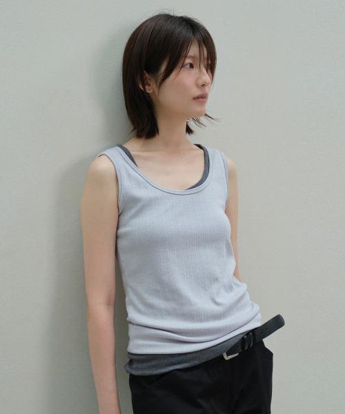 DIVEIN WOMEN(ダイブイン ウーマン)の「RIBBED SOFT SLEEVELESS (LIGHT GRAY)(Tシャツ/カットソー・レディース・その他・1/2)」の1枚目の写真