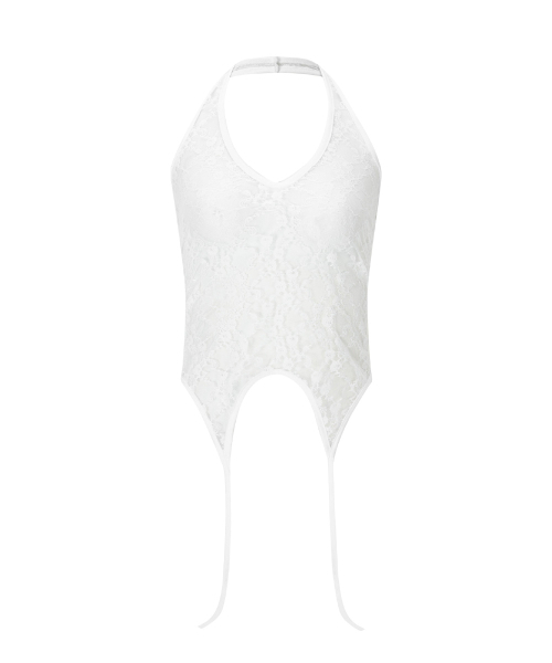 PLEASENOFOLLOW(プリーズノーフォロー)の「Lua Garter Lace Halter Sleeveless Top (White)(Tシャツ/カットソー・レディース・その他・FREE)」の2枚目の写真