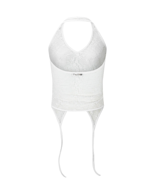 PLEASENOFOLLOW(プリーズノーフォロー)の「Lua Garter Lace Halter Sleeveless Top (White)(Tシャツ/カットソー・レディース・その他・FREE)」の3枚目の写真