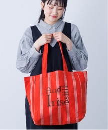 ロゴ刺繍ストライプトート
