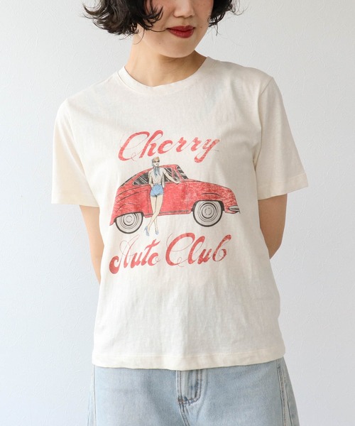 Three Four Time(スリーフォータイム)の「レトロプリントTシャツ(Tシャツ/カットソー・レディース・アイボリー・FREE)」の1枚目の写真