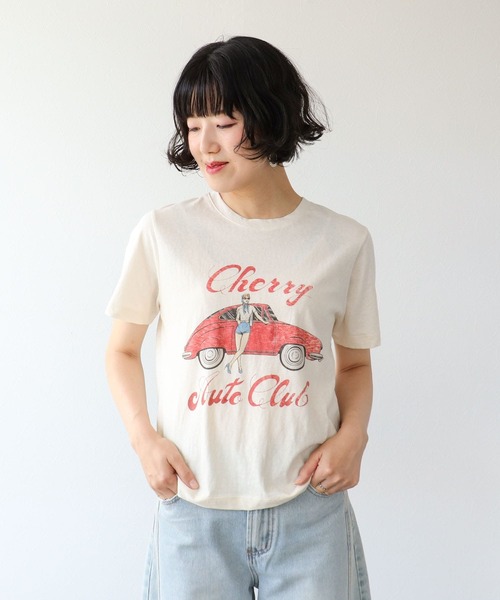 Three Four Time(スリーフォータイム)の「レトロプリントTシャツ(Tシャツ/カットソー・レディース・アイボリー・FREE)」の2枚目の写真