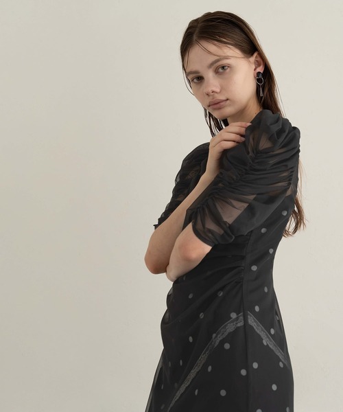 atlo(アトロ)の「ドット レイヤードドレス パーティードレス セレモニー 袖あり&ミモレ丈 同窓会成人式 フォーマル オケージョンドレス お呼ばれ 結婚式二次会(ドレス・レディース・ブラウン/ブラック/チャコール・M/L/S)」の16枚目の写真