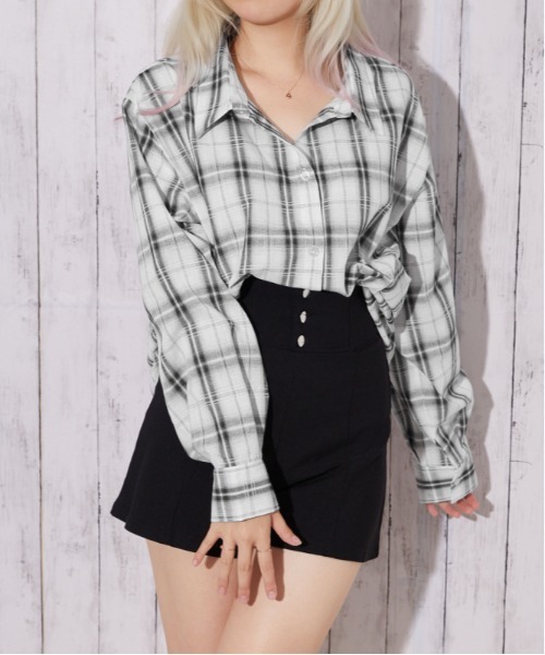 GORGE(ゴージ)の「【着回し自在!3WAY】チェック柄シャツ|全3色(シャツ/ブラウス・レディース・ブラック/ブラウン/オフホワイト・F)」の1枚目の写真