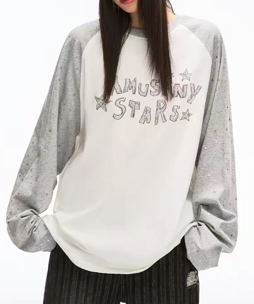 SHERU(シェル)の「星柄 ボーダー スリーブ ラグランTシャツ ロンT(Tシャツ/カットソー・レディース・ブラック/グレー・M)」の19枚目の写真