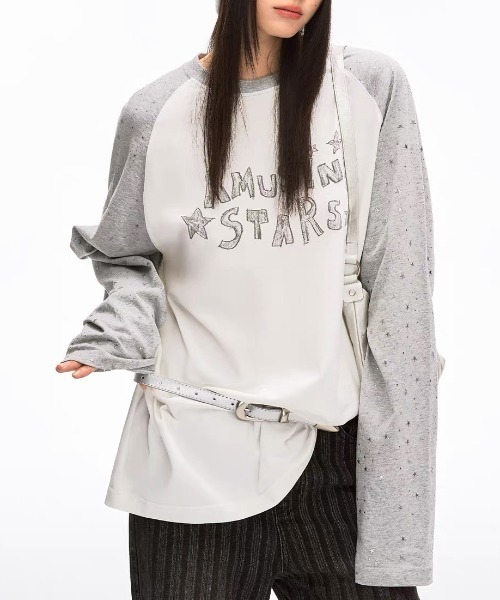 SHERU(シェル)の「星柄 ボーダー スリーブ ラグランTシャツ ロンT(Tシャツ/カットソー・レディース・ブラック/グレー・M)」の20枚目の写真