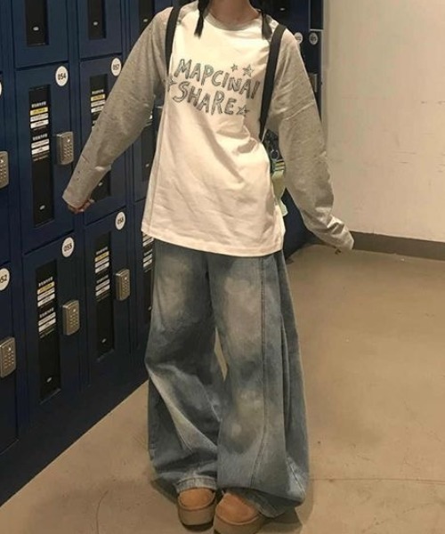 SHERU(シェル)の「星柄 ボーダー スリーブ ラグランTシャツ ロンT(Tシャツ/カットソー・レディース・ブラック/グレー・M)」の4枚目の写真