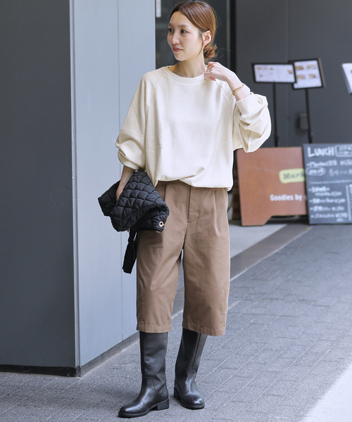Champion(チャンピオン)の「《追加/新色》別注【Champion/チャンピオン】RW10oz RAGLAN CN SWEAT(スウェット・レディース・ブラウン/ブラック系その他/ホワイト×ホワイト・MEDIUM)」の12枚目の写真