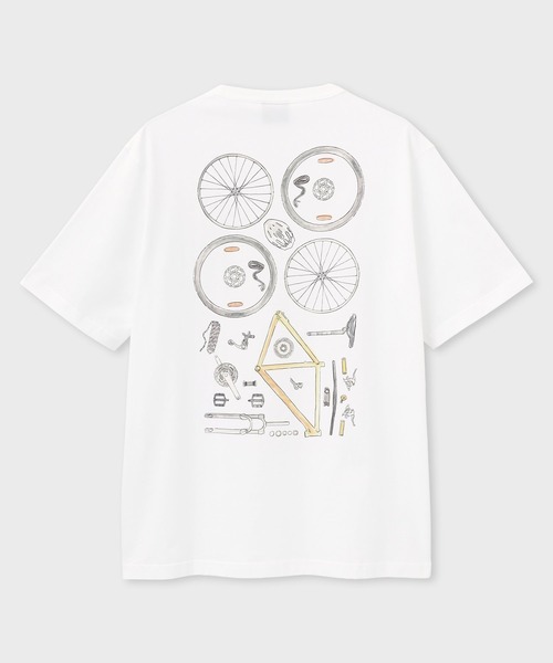 PS Paul Smith(ピーエスポールスミス)の「"Bicycle Parts" Tシャツ / 262567 220X(Tシャツ/カットソー・メンズ・ホワイト・X-LARGE/LARGE/MEDIUM)」の2枚目の写真