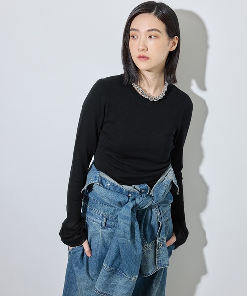 ADAM ET ROPE'(アダムエロペ)の「アンチピリングクルーネックフィットプルオーバー(ニット/セーター・レディース・ブラック/ダークブラウン/オフホワイト/ピンク・FREE)」の22枚目の写真