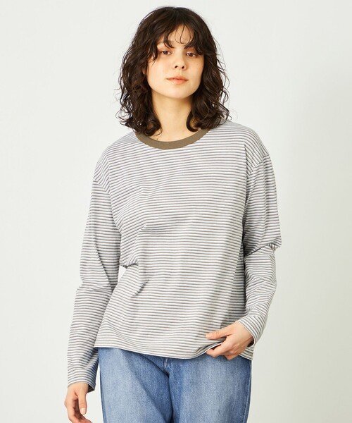 MACKINTOSH PHILOSOPHY(マッキントッシュ フィロソフィー)の「GREY LABEL ボーダー長袖(Tシャツ/カットソー・レディース・ブルー/ピンク・2/6)」の2枚目の写真