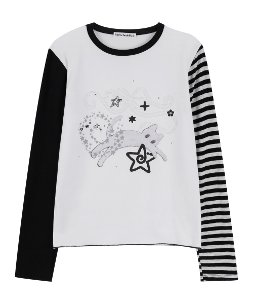 HIGH SCHOOL DISCO(ハイスクールディスコ)の「キャットスター ロングスリーブ_ホワイト(Tシャツ/カットソー・レディース・その他・FREE)」の2枚目の写真