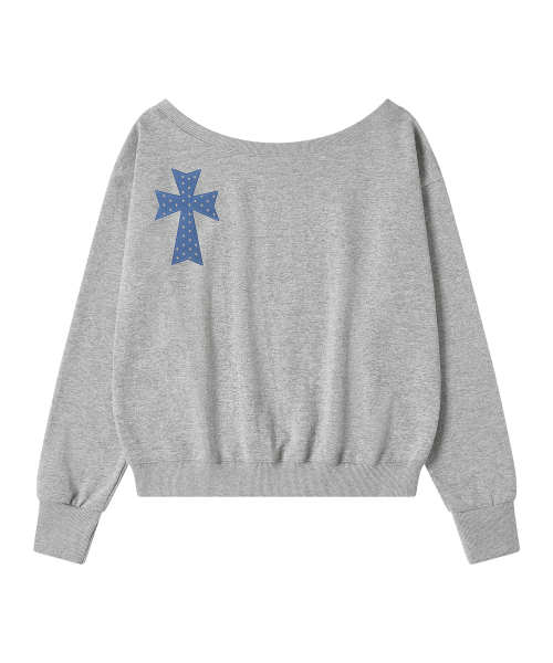GRAVER（グレーバー）の「[WOMAN]DOT CROSS 刺繍 ワンショルダー スウェット_3color（Tシャツ/カットソー・レディース・ブラック/グレー/パープル・FREE）」の4枚目の写真