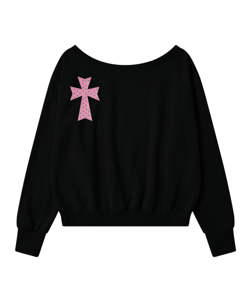GRAVER（グレーバー）の「[WOMAN]DOT CROSS 刺繍 ワンショルダー スウェット_3color（Tシャツ/カットソー・レディース・ブラック/グレー/パープル・FREE）」の5枚目の写真