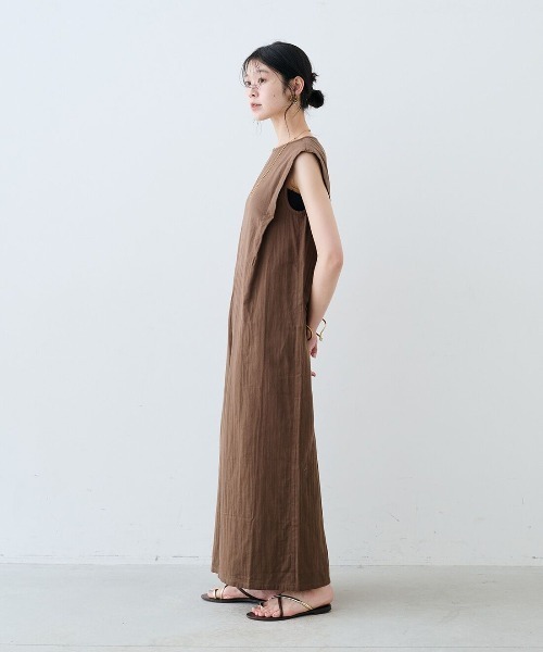 mensha!(メンシャ)の「mensha! ガーゼでドレスアップ!ワイドシルエットオールインワン(つなぎ/オールインワン・レディース・カーキブラウン/ブラック・M/L/LL)」の8枚目の写真
