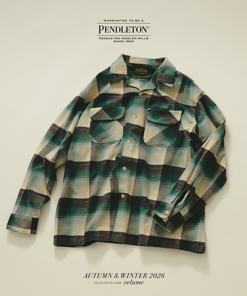 PENDLETON(ペンドルトン)の「PENDLETON / ペンドルトン 別注 コットン シャギー オープンカラーシャツ(シャツ/ブラウス・メンズ・キャメル/ホワイト×ホワイト/カーキ/チャコールグレー/ブラウン・LARGE/MEDIUM)」の2枚目の写真