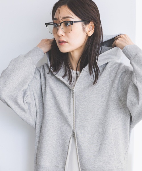 GLOBAL WORK(グローバルワーク)の「ダンボールZIPパーカー/1054524(パーカー・レディース・チャコールグレー/杢グレー/モカ/グレイッシュベージュ・LARGE/MEDIUM)」の3枚目の写真
