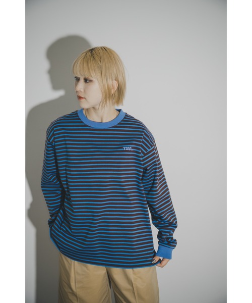 THE GOODLAND MARKET(ザグッドランドマーケット)の「ザ グッドランド マーケット GOOD BORDER L/S TEE(Tシャツ/カットソー・メンズ・ブラック系その他/グレー系その他/パープル系その他/ブラウン系その他・MEDIUM/LARGE)」の4枚目の写真