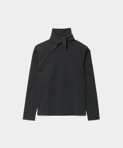 beautiful people(ビューティフルピープル)の「suvin compact jersey just-fit bowtie top(Tシャツ/カットソー・レディース・チャコール・38)」の1枚目の写真