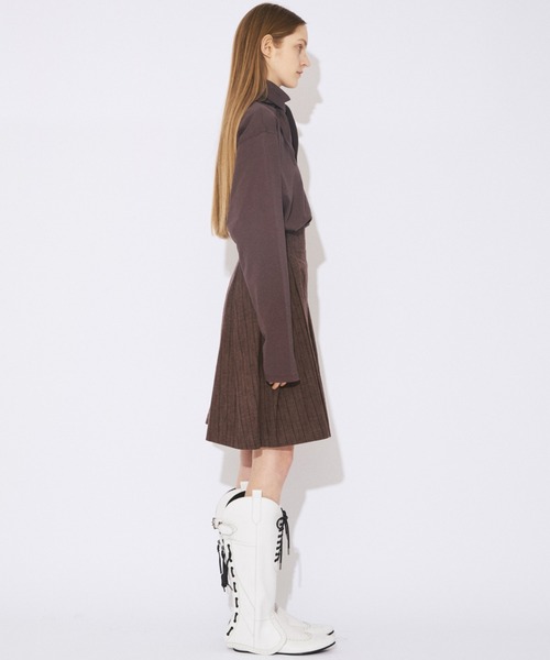 beautiful people(ビューティフルピープル)の「suvin compact jersey just-fit bowtie top(Tシャツ/カットソー・レディース・チャコール・38)」の4枚目の写真