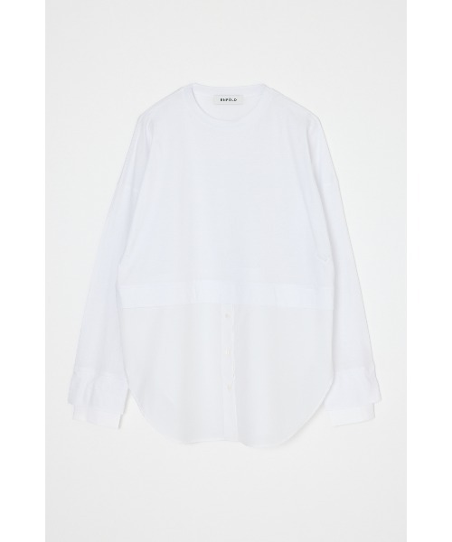 ENFOLD(エンフォルド)の「ソフト天竺 シャツレイヤードロンT(Tシャツ/カットソー・レディース・ホワイト/ブラック/ダークネイビー・38)」の1枚目の写真