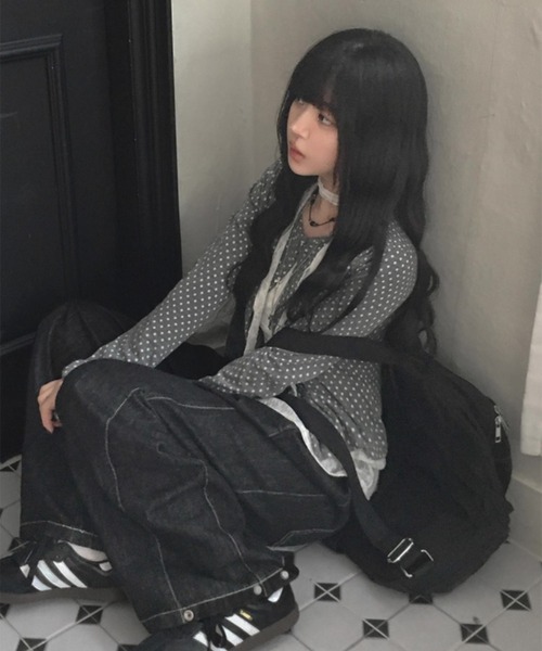 Sibra(シブラ)の「ドット柄コンパクト長袖カーディガン(カーディガン/ボレロ・レディース・グレー・M)」の5枚目の写真