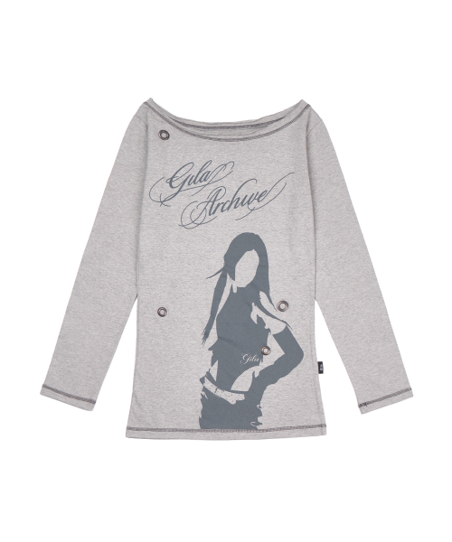 GILAARCHIVE（ギラアーカイブ）の「ONE SHOULDER EYELET LONG SLEEVE_GREY（Tシャツ/カットソー・レディース・その他・FREE）」の4枚目の写真