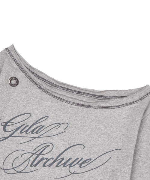 GILAARCHIVE（ギラアーカイブ）の「ONE SHOULDER EYELET LONG SLEEVE_GREY（Tシャツ/カットソー・レディース・その他・FREE）」の6枚目の写真