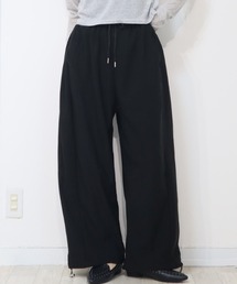 今っぽいトレンドシルエット☆2WAYでハイブリッド!裾スピンドル付きジャージタッチワイドパンツ