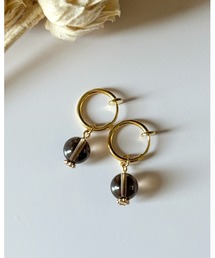 【cocolani】［金属アレルギー対応］2way 天然石 フープイヤリング(MA)