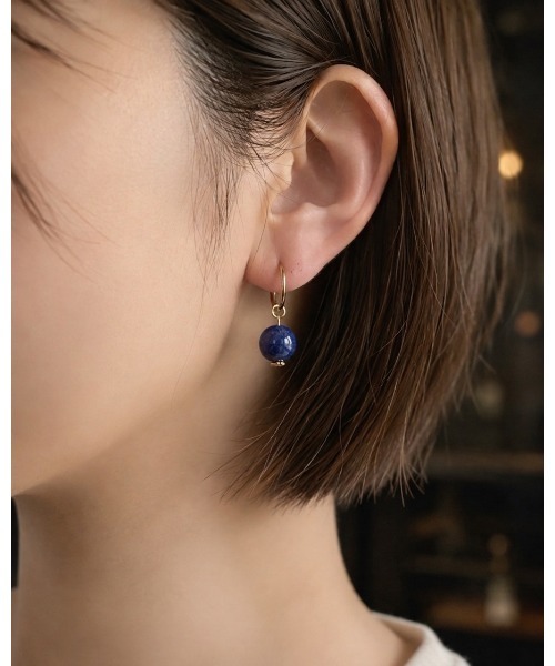 tone（トーン）の「【cocolani】［金属アレルギー対応］2way 天然石 フープイヤリング(MA)（イヤリング・レディース・クリア/キャメル/ホワイト/ベージュ/ブルー/グリーン/ピンク/ダークグレー・FREE）」の11枚目の写真