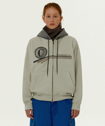 Circle Colorblock Zip-Up Hoodie Yellow